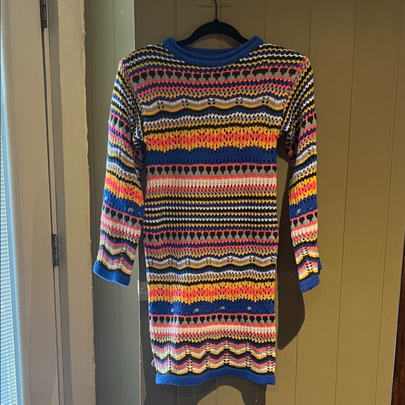 Vrg Grl Size Small Crochet Stripe Dress - Picture 1 of 5